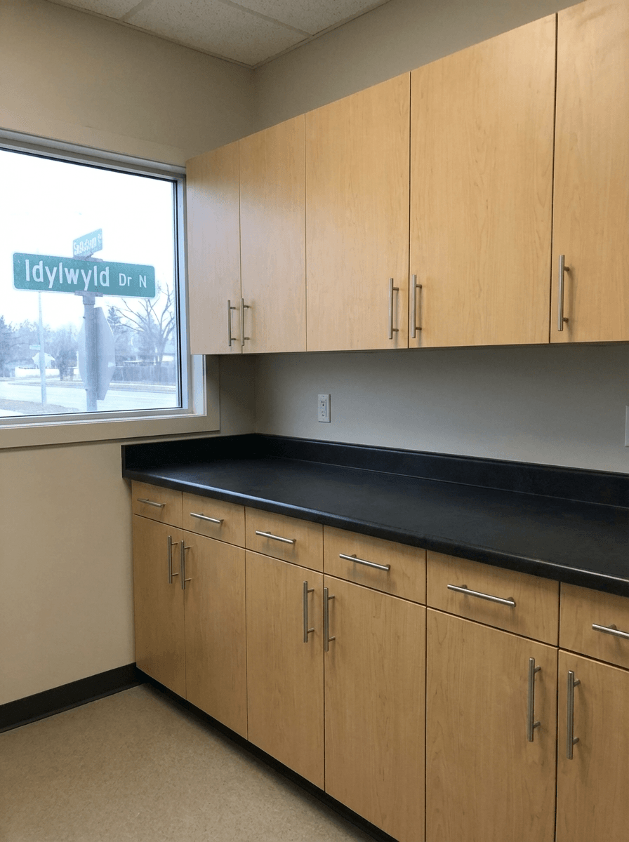 Broadway Millwork commercial cabinets Saskatoon Saskatchewan Idylwyld Drive medical clinic