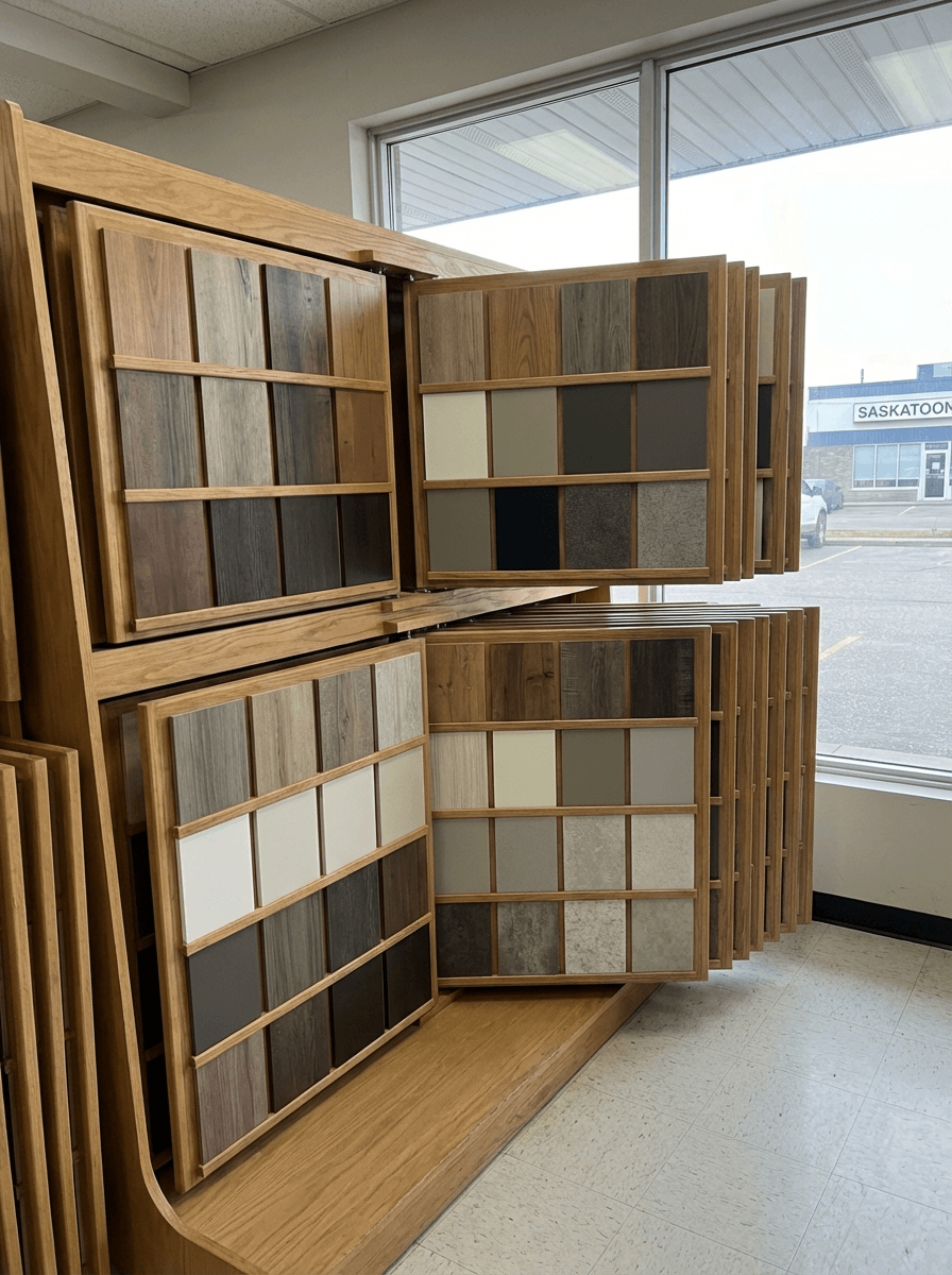 Melamine and laminate cabinet finish options at Broadway Millwork in Saskatoon Saskatchewan, commercial cabinet samples for modern millwork projects