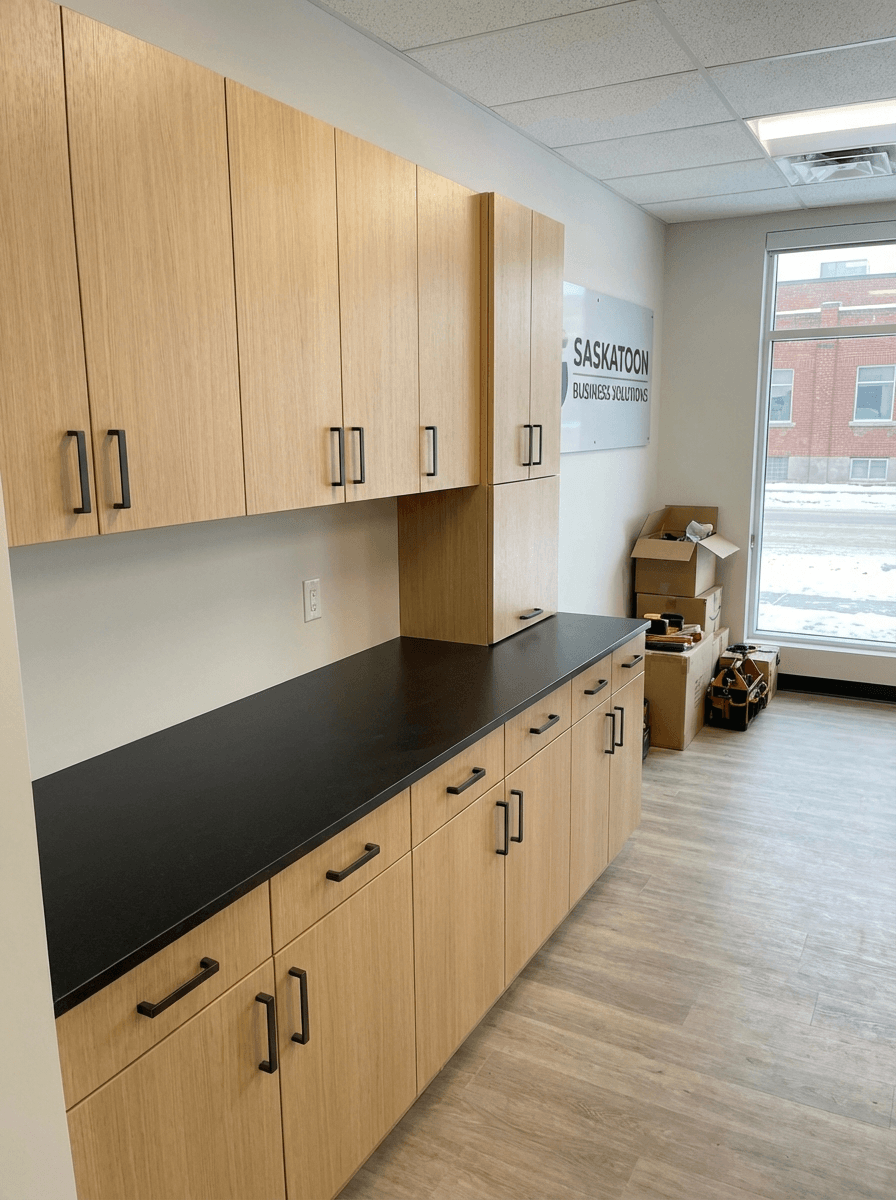 Custom commercial cabinets for Saskatoon businesses - modern cabinetry installation for commercial environments