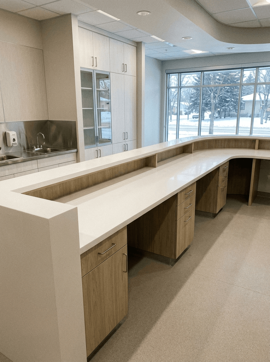 Solid surface countertops and cleanable healthcare surfaces in Saskatoon - sterilization-friendly medical finishes