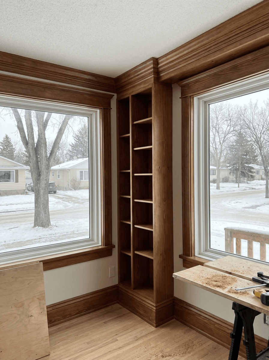 Custom wood millwork trim and molding installed by Broadway Millwork in Saskatoon Saskatchewan showing professional finish and craftsmanship